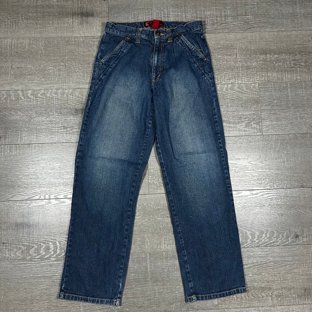 Karl Kani Vintage Baggy Denim Jeans Boys 18 Medium Wash Blue 90s Hip Hop Skater